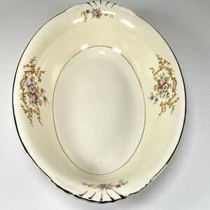 Vintage Homer Laughlin Eggshell Nautilus D41 N8 Serving Bowl Gold Trim Floral